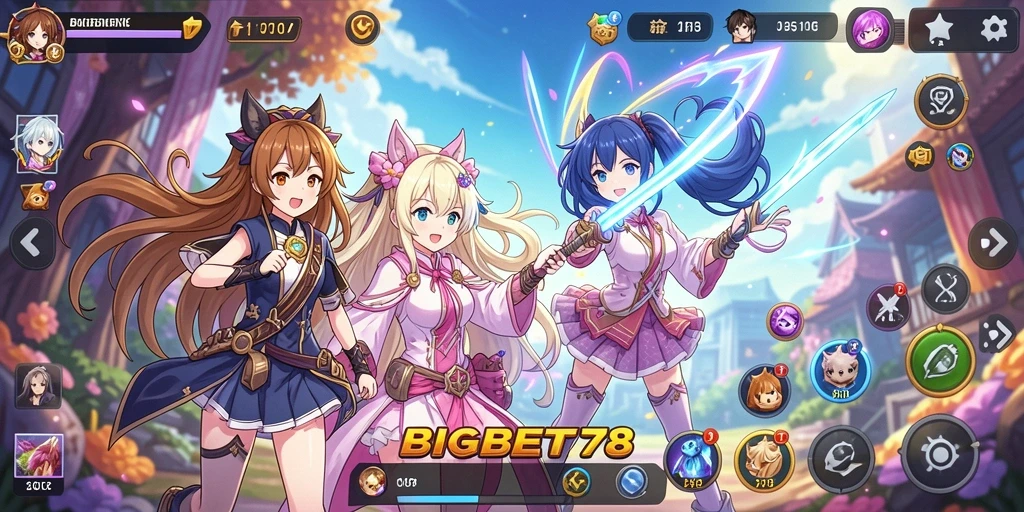 Tampilan gameplay menarik dari BIGBET78 dengan karakter anime ikonik.