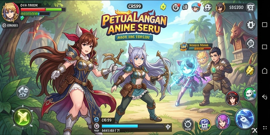Tangkapan layar CRS99 menampilkan aksi seru dari karakter anime yang berinteraksi.
